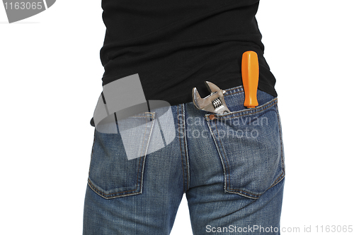 Image of back view of worker man