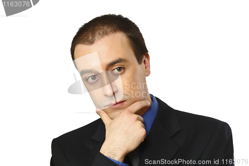 Image of portrait of businessman thinking