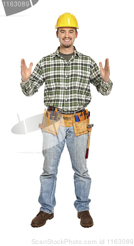 Image of manual worker in showing pose