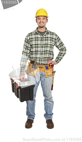 Image of manual worker portrait with toolbox
