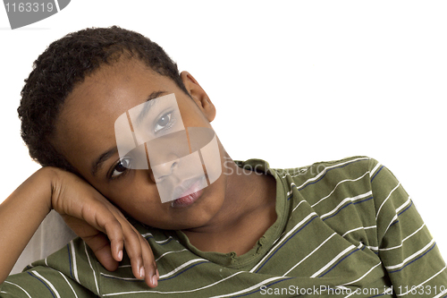 Image of Portrait of a young resting on his hands