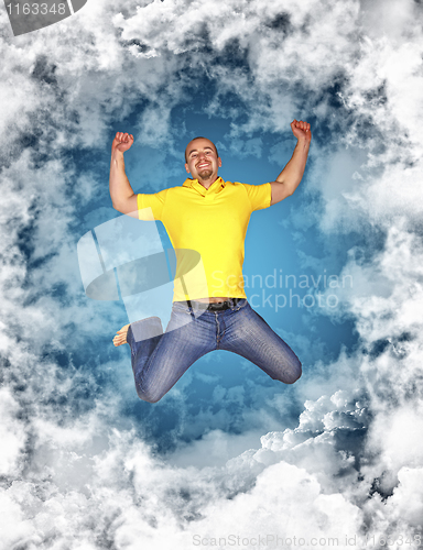 Image of happy man in the sky