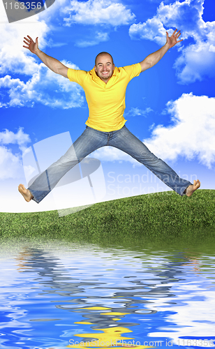 Image of jump man in nature