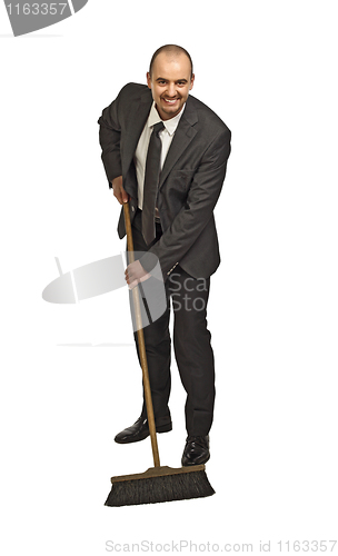 Image of businessman clean floor