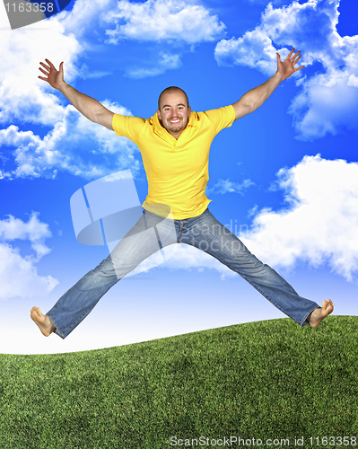 Image of jump man in nature