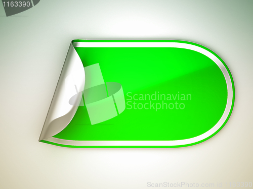 Image of Rounded green bent sticker or label 