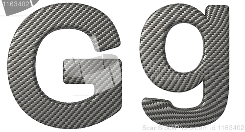 Image of Carbon fiber font G lowercase and capital letters