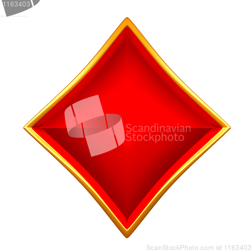 Image of Diamonds card suits with golden framing isolated