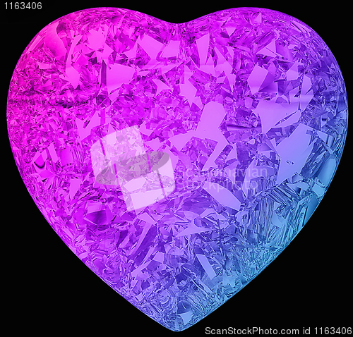 Image of Gradient color diamond heart shape on black 