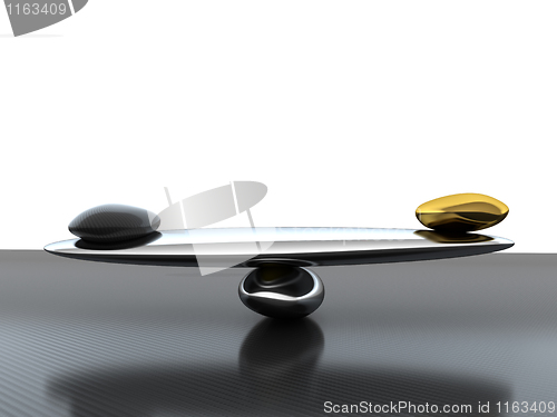 Image of Balance: scales with carbon fiber shape and gold 