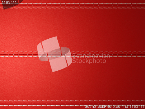 Image of Red horizontal stitched leather background