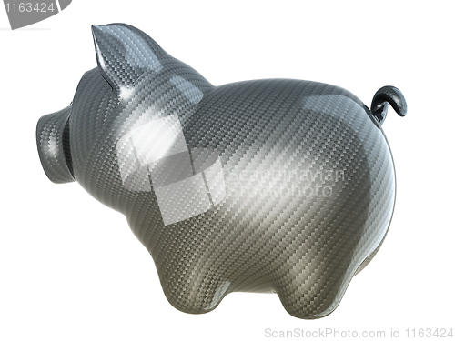 Image of Carbon fiber piggy bank isolated