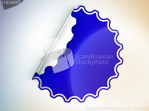 Image of Blue round jagged sticker or label