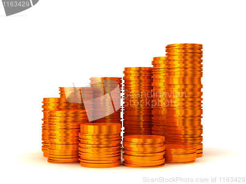 Image of Growth: Golden coins stacks spiral shape