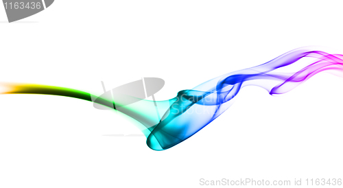 Image of Abstract colorful fume waves on white