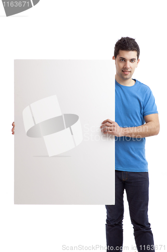Image of Man holding a blank billboard
