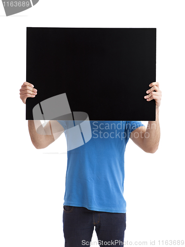 Image of Man holding a blank billboard