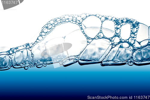 Image of Air bubbles in blue water