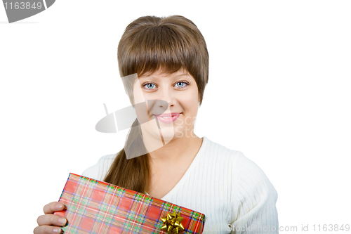 Image of cute young girl with a gift