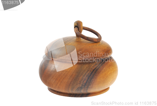 Image of Old wooden sugar bowl  isolated on white