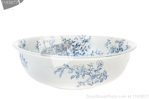 Image of Antique hand painted washbowl isolated on white background