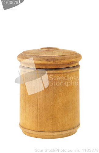 Image of Old antique round food box isolated on white