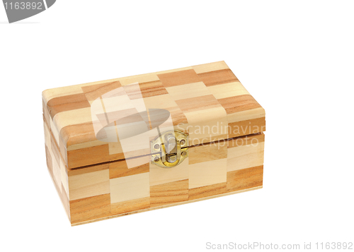 Image of Closed  wood  box isolated on white background