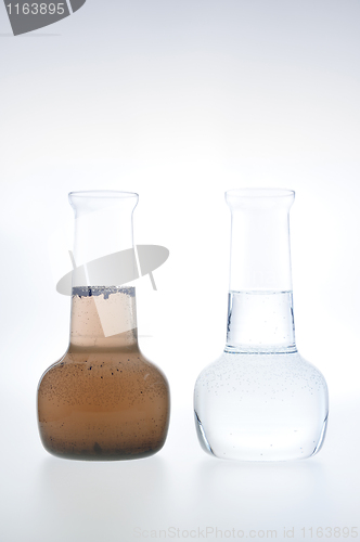 Image of Sample of clean and dirty water isolated