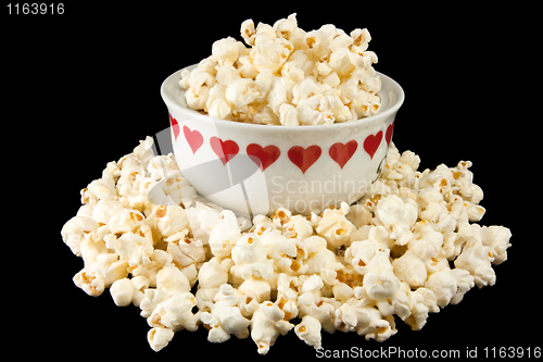 Image of Popcorn in a heart bowl