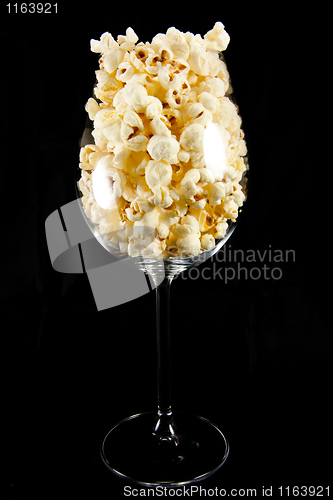 Image of Wine glass with popcorn
