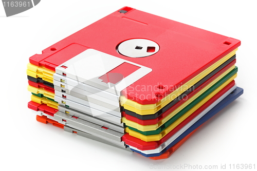 Image of Many colored compute diskette isolated on white