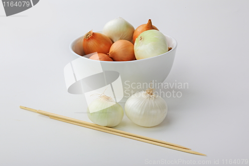 Image of Tasty kitchen. Fresh vegetables isolated on white