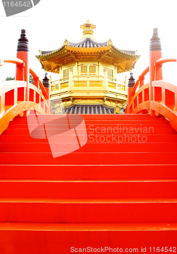 Image of oriental golden pavilion of Chi Lin Nunnery and Chinese garden, 