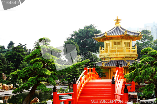 Image of oriental golden pavilion of Chi Lin Nunnery and Chinese garden, 