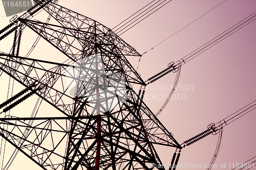 Image of power transmission tower on sky 