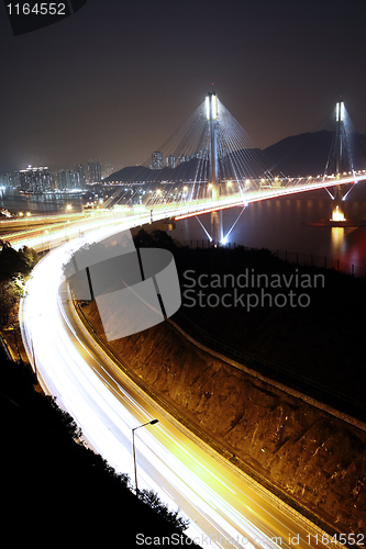 Image of Ting Kau Bridge in Hong Kong at night 