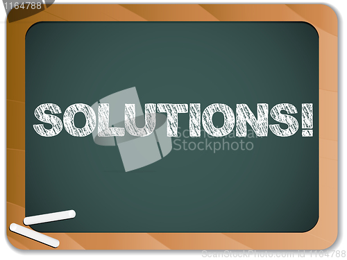 Image of Blackboard with Solutions Message written with Chalk