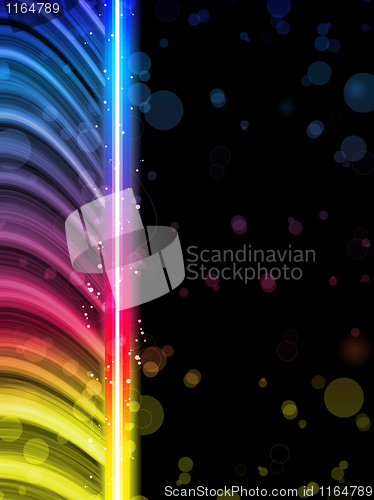 Image of Disco Abstract Colorful Waves on Black Background