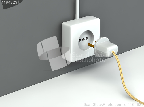 Image of 3d rendered standart outlet with plug