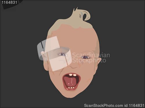 Image of cute laughing baby head vector illustration