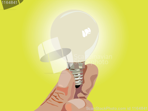 Image of hand with lamp vector illustration