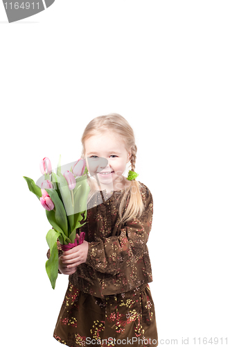 Image of Little girl with flowers