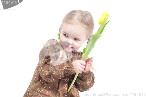 Image of Little girl with flowers