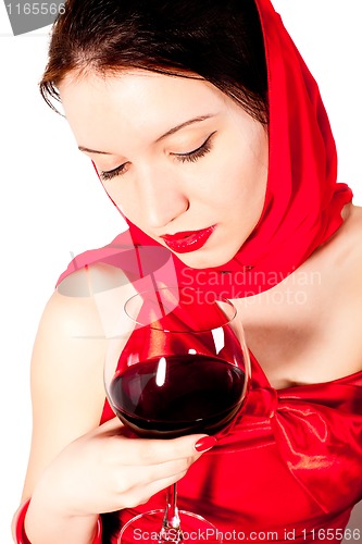 Image of woman with glass red wine