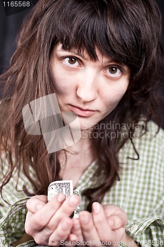 Image of begging young woman