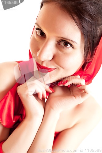 Image of young woman in red dress 