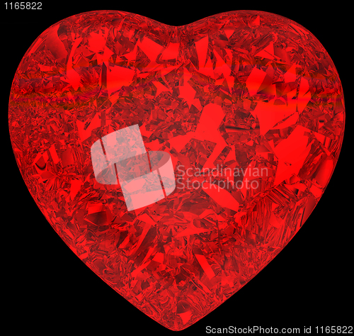 Image of Red diamond heart shape on black