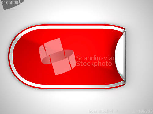 Image of  Red rounded bent sticker or label 