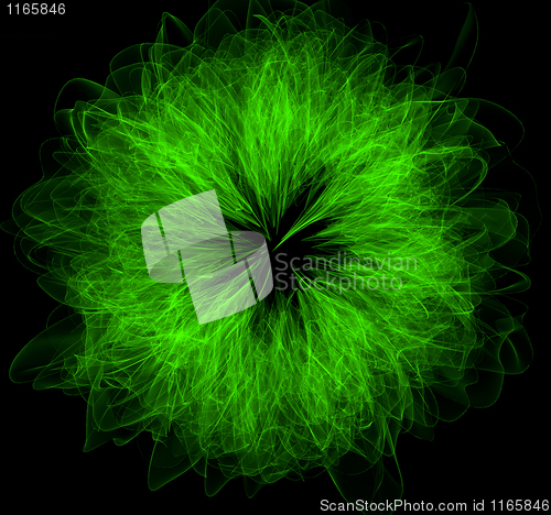 Image of Green round abstraction over black 