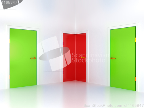 Image of Right or wrong way: conceptual corner door